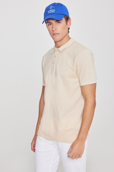 AC&Co / Altınyıldız Classics Мъжка тениска с поло яка - несвиваем памук, прил...