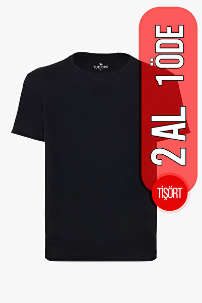 Tudors Tricou unisex, slim, slim, 100% bumbac, cu textura moale, negru