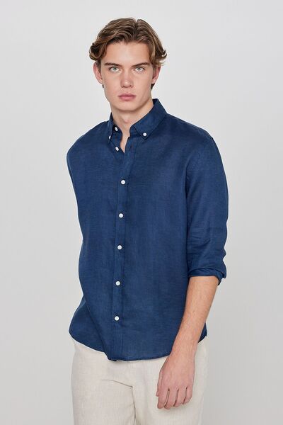 Lee Cămașă 100% in, cu croială normală, albastru bleumarin