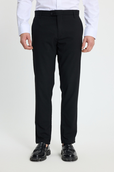 Tudors Pánské černé kalhoty Slim Fit s úzkým střihem, elastickými bočními kap...