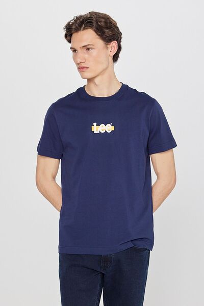 Lee Regular Fit Normal Kesim Bisiklet Yaka %100 Pamuk Lacivert Tişört