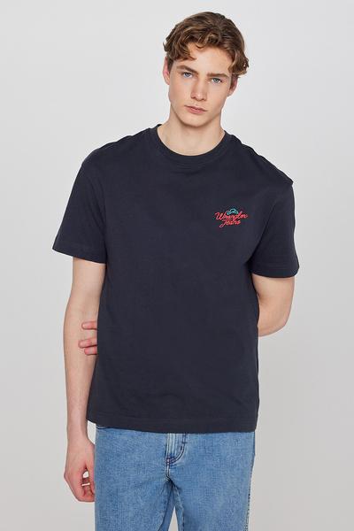 WRANGLER Tricou cu decolteu tip crew, croială relaxată, 100% bumbac, cu detal...