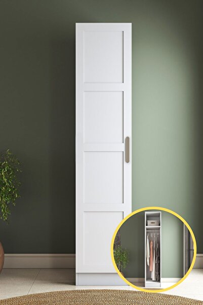 Rani Mobilya Rani BA218 Membran Kapaklı Gardırop Raflı Tek Kapaklı Askılı Elb...