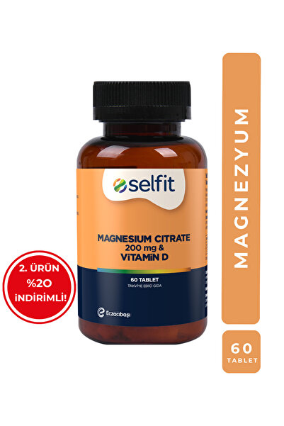 Selfit Magnezyum Sitrat 200 mg & D Vitamini 60 Tablet