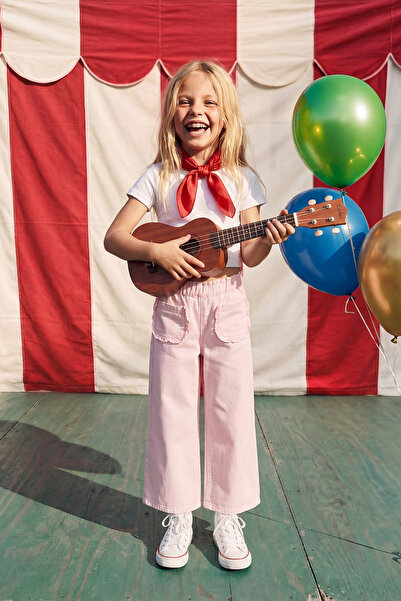 TRENDYOLKIDS Rosa Mädchen-Jeanshose mit elastischem Bund, festliche Denim-Hos...