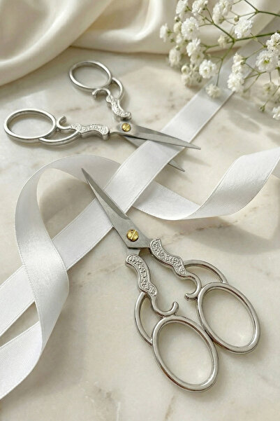 ZEYMERADE Foarfece de logodnă de promisiune argintiu, deschidere cu panglică ...