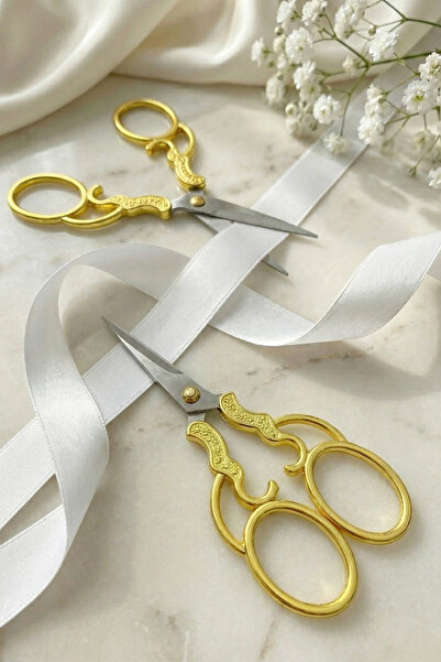 ZEYMERADE Ψαλίδι Κεντήματος Söz Nişan Χρυσό, με άνοιγμα κορδέλας, για ειδικές...
