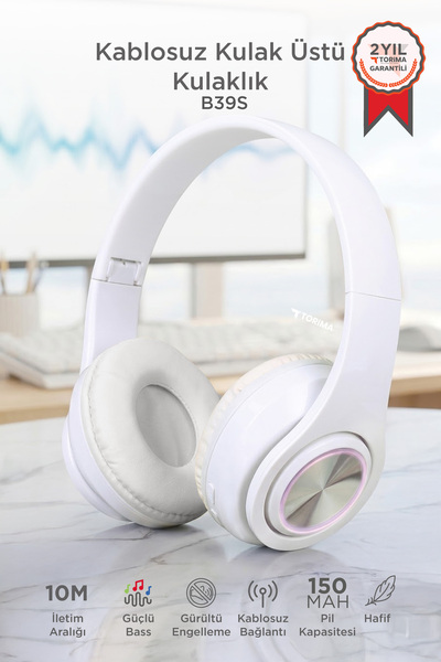 Torima Bluetooth Kulaklık Rgb Işıklı Kulak Üstü Kablolu Kablosuz Kulaklık B39...