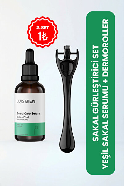 Luis Bien Yeşil Sakal Serumu + Dermaroller (0,25 mm) Sakal Güçlendirme Seti