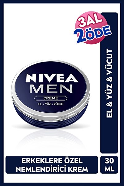 NIVEA MEN Erkek Creme Nemlendirici Bakım Kremi 30 ml,Yüz,El,Vücut İçin,E Vita...