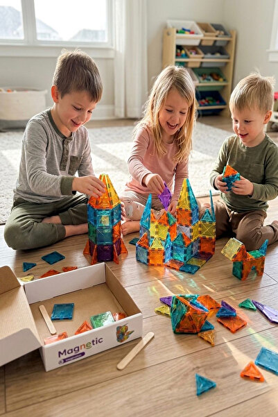 Hyd 43 Parça Magnetic Tiles Mıknatıslı Manyetik Yapı Blokları Eğitici Oyuncak...