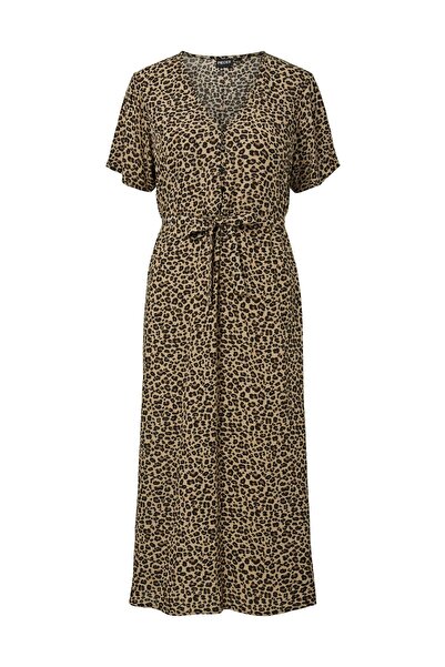 PIECES PCBARRI SS MIDI V-NECK DRESS WVN MSA BC