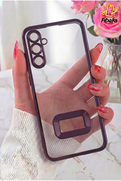 Fibaks Galaxy A34 5G Kılıf Kamera Lens Korumalı Şeffaf Renkli Logo Gösteren P...
