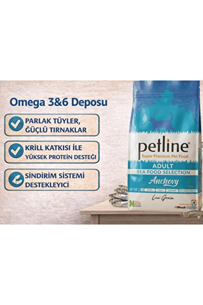 Petline Yerli Karadeniz Hamsili -omega Deposu, Biotinli Balıklı Yetişkin Kedi...