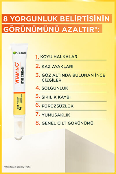 Garnier C Vitamini Aydınlatıcı Göz Kremi 15 ml Niasinamid ve Kafein - Yorgunluk ve Koyu Halka Karşıtı
