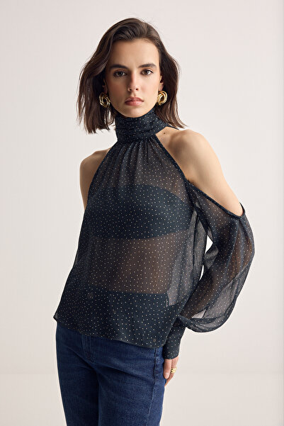 Muse for all x Trendyolmilla Marineblaue, gepunktete, transparente, detaillie...