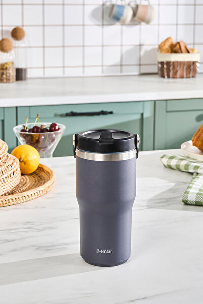 Karaca Emsan Star Ice Pipetli Çelik Sızdırmaz Termos Antrasit 550 ml