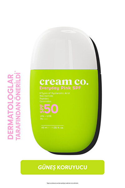 Cream Co. SPF50 Pink Güneş Koruyucu Krem | Ton Eşitleyici Leke Karşıtı | Aydı...