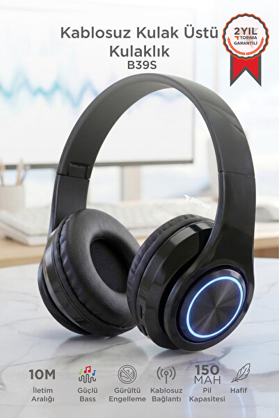 Torima Bluetooth Kulaklık Rgb Işıklı Kulak Üstü Kablolu Kablosuz Kulaklık B39...