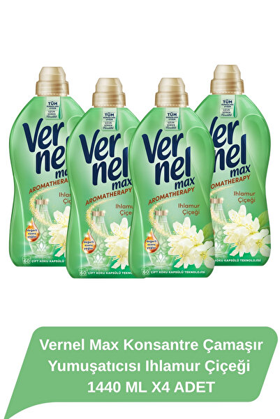Vernel Max Konsantre Çamaşır Yumuşatıcısı Ihlamur Çiçeği 1440 ML X4 ADET