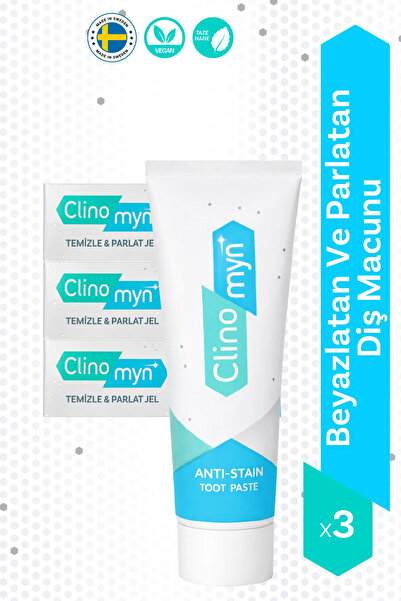 Clinomyn Fresh Diş Beyazlatan Ve Parlatan Jel Diş Macunu 75 ml X 3 Adet