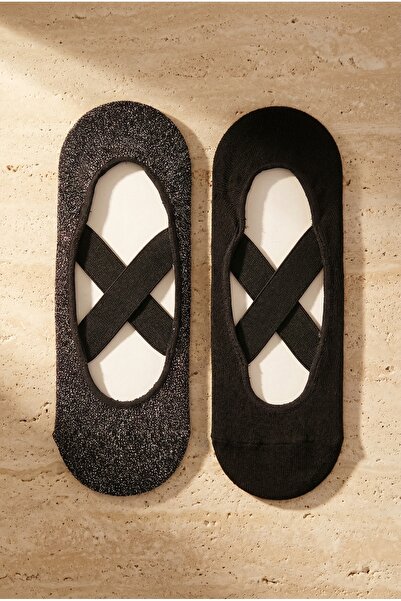 Katia&Bony 2er-Pack Asta Yoga/Pilates-Socken für Damen, Schwarz/Silberschwarz