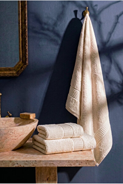 Perotti Softy 3-Piece Ecru Cotton Hand, Face and Bath Towel Set 30X50 - 50X85...