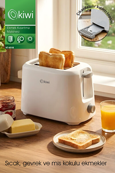 Kiwi محمصة خبز بيضاء موديل Kt-6518 - معدنية، 5 مراحل