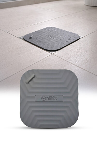 omilife Gri Kare Kötü Koku Önleyici Gider Kapağı – Silikon Banyo Mutfak Balko...