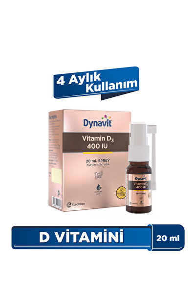 Dynavit Vitamin D3 400 IU (25mcg) 20 mL Sprey - D3 Vitamini - Bağışıklık & Ka...