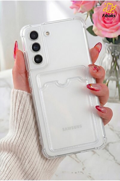Fibaks Galaxy S21 FE Kılıf Kamera Koruma ve Köşe Korumalı Kartlıklı Cüzdanlı ...