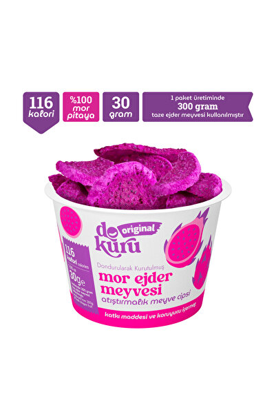 dokuru Mor Ejder Meyvesi Kuru Meyve Cipsi - Dondurularak Kurutulmuş Freeze Dried Çıtır Ejder Meyvesi
