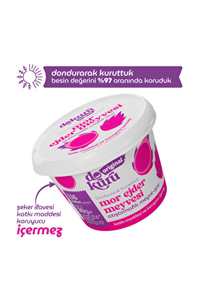 dokuru Mor Ejder Meyvesi Kuru Meyve Cipsi - Dondurularak Kurutulmuş Freeze Dried Çıtır Ejder Meyvesi