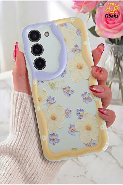 Fibaks Galaxy S23 Kılıf Tasarımlı Desenli Kamera Korumalı Papatya Çiçek Renkl...
