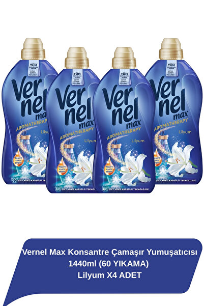 Vernel Max Konsantre Çamaşır Yumuşatıcısı 1440ml (60 YIKAMA) Lilyum X4 ADET