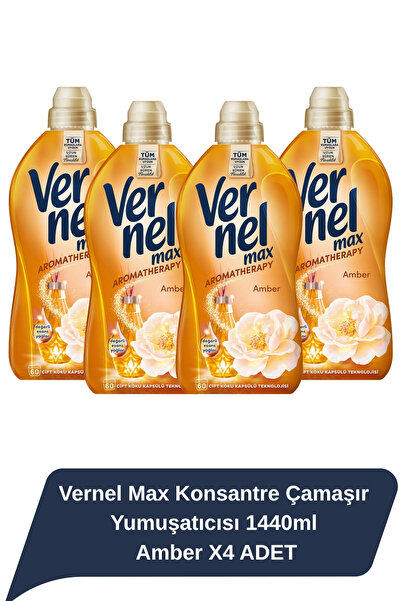 Vernel Max Konsantre Çamaşır Yumuşatıcısı 1440ml Amber X4 ADET