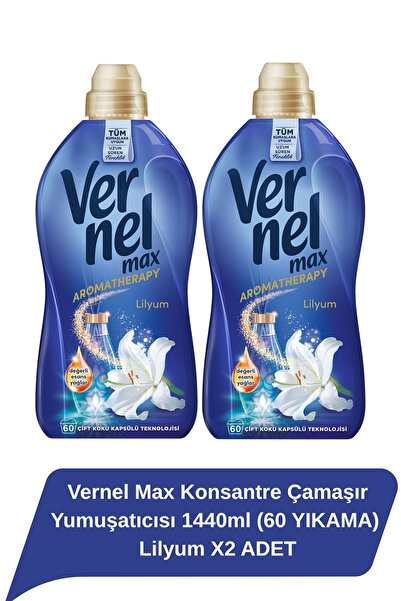 Vernel Max Konsantre Çamaşır Yumuşatıcısı 1440ml (60 YIKAMA) Lilyum X2 ADET
