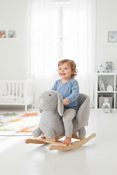 Wellgro Sallanan Oyuncak At, Sallanan Ahşap Tavşan Gri