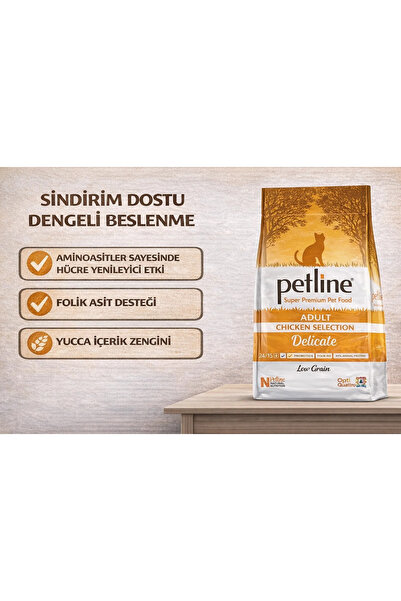 Petline Yüksek Proteinli Ve Dengeli Beslenme Sağlayan Tavuklu Kedi Maması 20k...