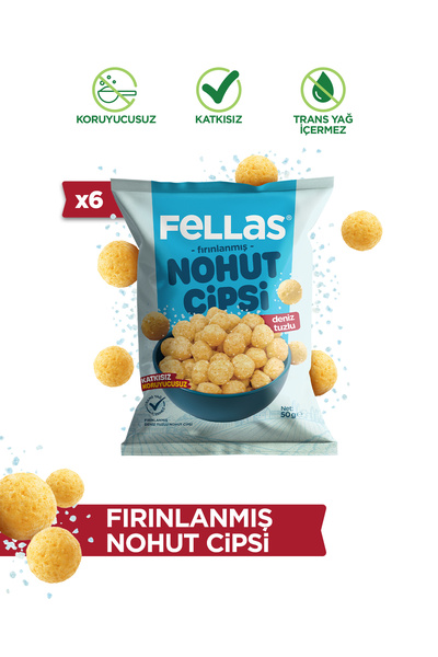 Fellas Nohut Cipsi - Deniz Tuzlu (50 g) x 6 Adet
