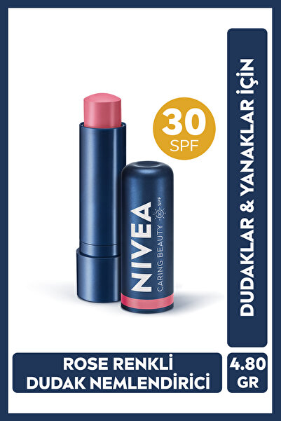 NIVEA Renkli Nemlendirici Dudak Bakım Kremi Rose 4.8gr, Spf30, Allık Etkisi, ...