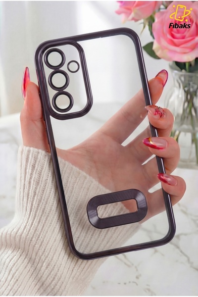 Fibaks Galaxy A54 Kılıf Kamera Lens Korumalı Şeffaf Renkli Logo Gösteren Parl...