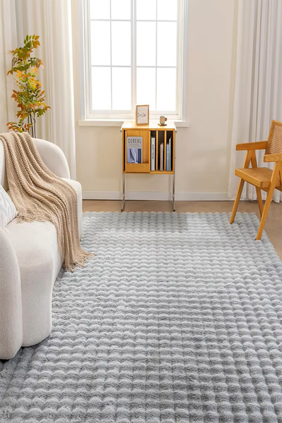 ALgorand Home Covor de pluș ultra moale, gri, cu bază anti-alunecare, reziste...