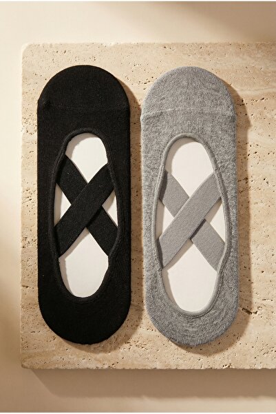 Katia&Bony Kadın 2'li Asta Yoga/Pilates Çorabı Gri / Siyah