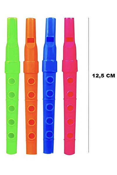 Hyd 15 Adet Oyuncak Renkli Plastik Mini Flüt Müzik Aleti 12,5cm Okul Öncesi Doğum Günü Karne Hediyesi