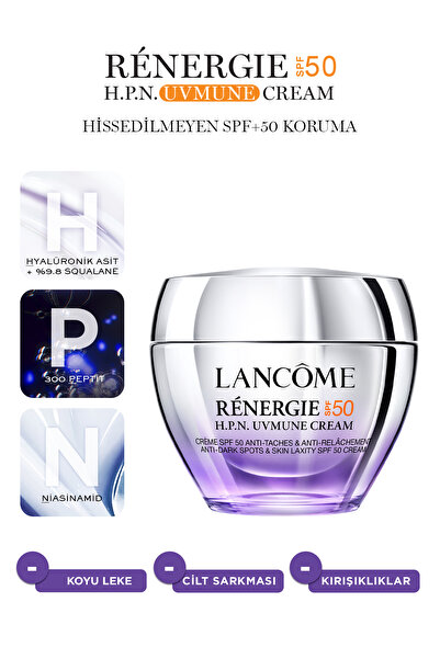 Lancome Renergie UVmune Peptit Krem SPF50 Hyalüronik Asit, 300-Peptit, Niasin...