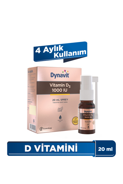 Dynavit Vitamin D3 1000 IU (25mcg) 20 mL Sprey - D3 Vitamini - Bağışıklık & K...