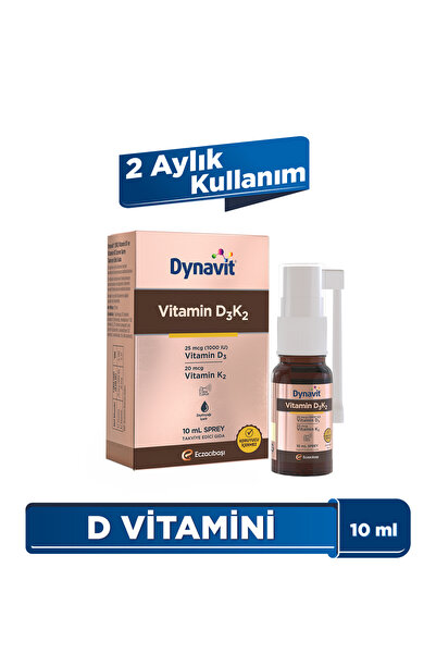 Dynavit Vitamin D3K2 10 mL Sprey  – 1000IU D3 & 20mcg K2 Vitamini - Kas & Kem...