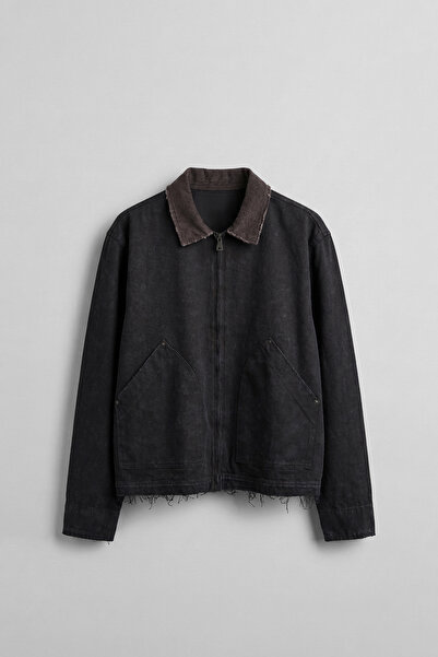 ablukaonline Jachetă pentru bărbați cu guler contrastant, lavabilă, cu potriv...