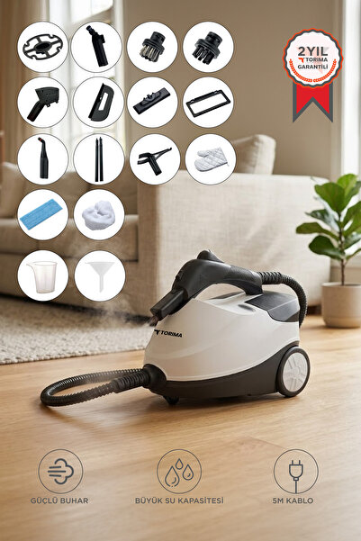 Torima Buharlı Temizleyici Halı Koltuk Cam Zemin ve Mutfak Temizleme Buhar Ma...